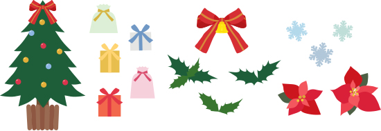 クリスマスに関するイラストのセット