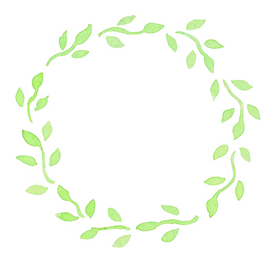 葉っぱの飾り枠 | 水彩