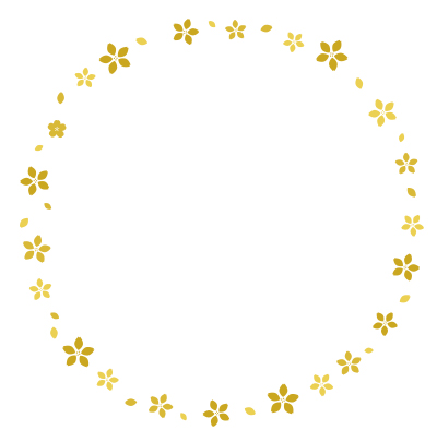 桜の丸いフレーム ゴールド