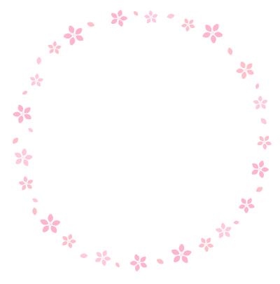 桜の丸いフレーム ゴールド