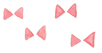 水彩のリボンイラスト | 赤1