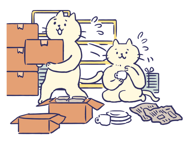 擬人化|引越しをする猫