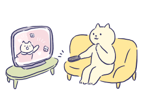 擬人化 | テレビを見る猫
